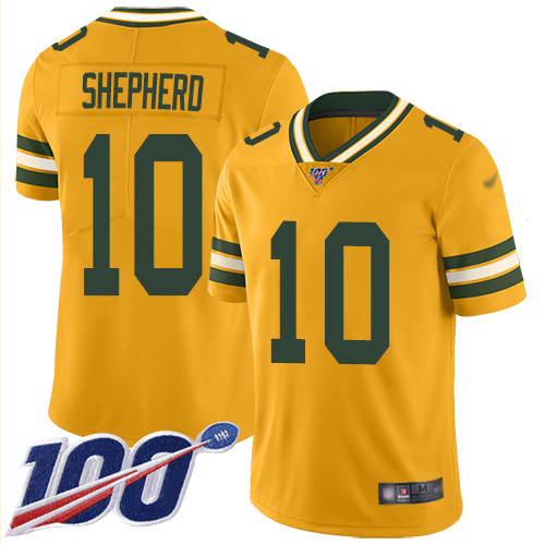 Nike Packers #10 Darrius Shepherd Gold Youth Stitched NFL Limited Inverted Legend 100th Season Jersey